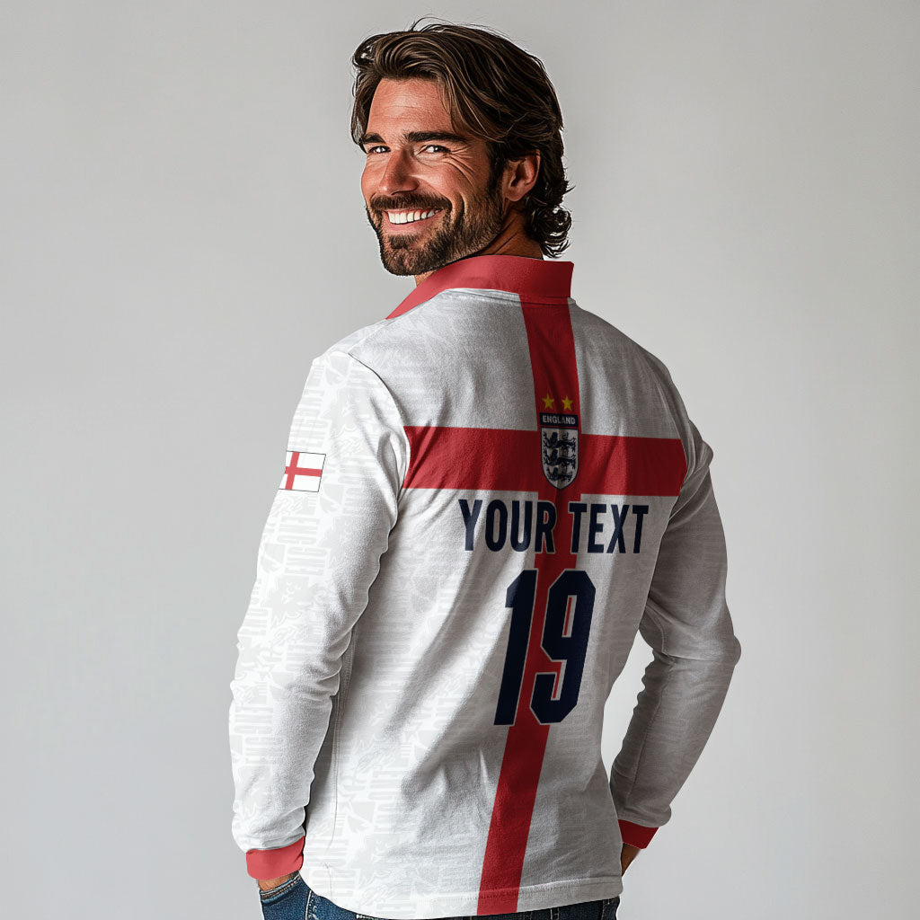 Custom England Football 60 Year Legacy Long Sleeve Polo Shirt 1966 Legends Then 2026 Legends Now
