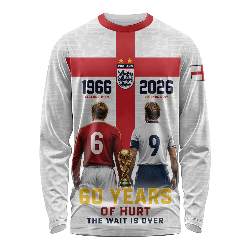 Custom England Football 60 Year Legacy Long Sleeve Shirt 1966 Legends Then 2026 Legends Now