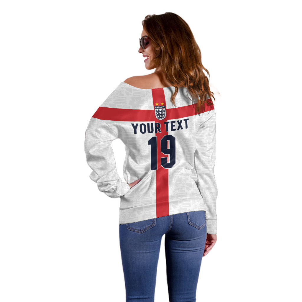 Custom England Football 60 Year Legacy Off Shoulder Sweater 1966 Legends Then 2026 Legends Now