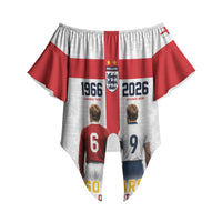 Custom England Football 60 Year Legacy Off Shoulder Wrap Waist Top 1966 Legends Then 2026 Legends Now