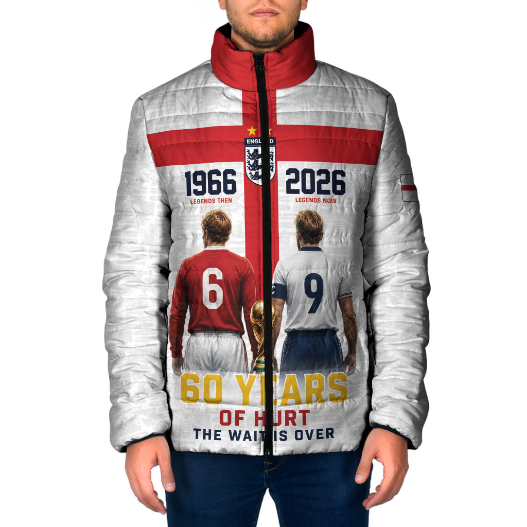 Custom England Football 60 Year Legacy Padded Jacket 1966 Legends Then 2026 Legends Now