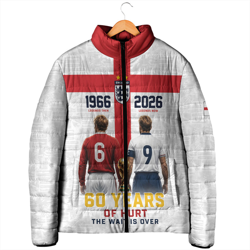 Custom England Football 60 Year Legacy Padded Jacket 1966 Legends Then 2026 Legends Now