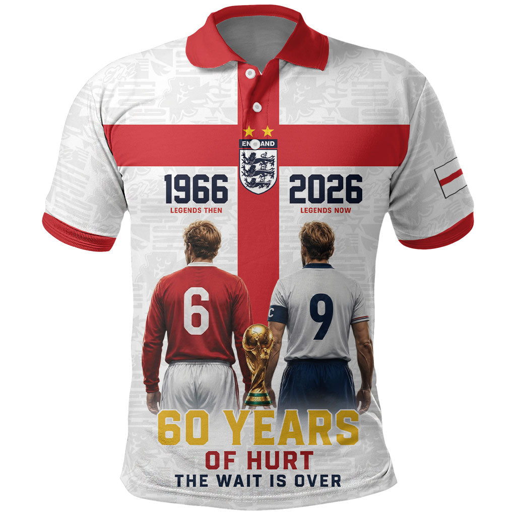 Custom England Football 60 Year Legacy Polo Shirt 1966 Legends Then 2026 Legends Now