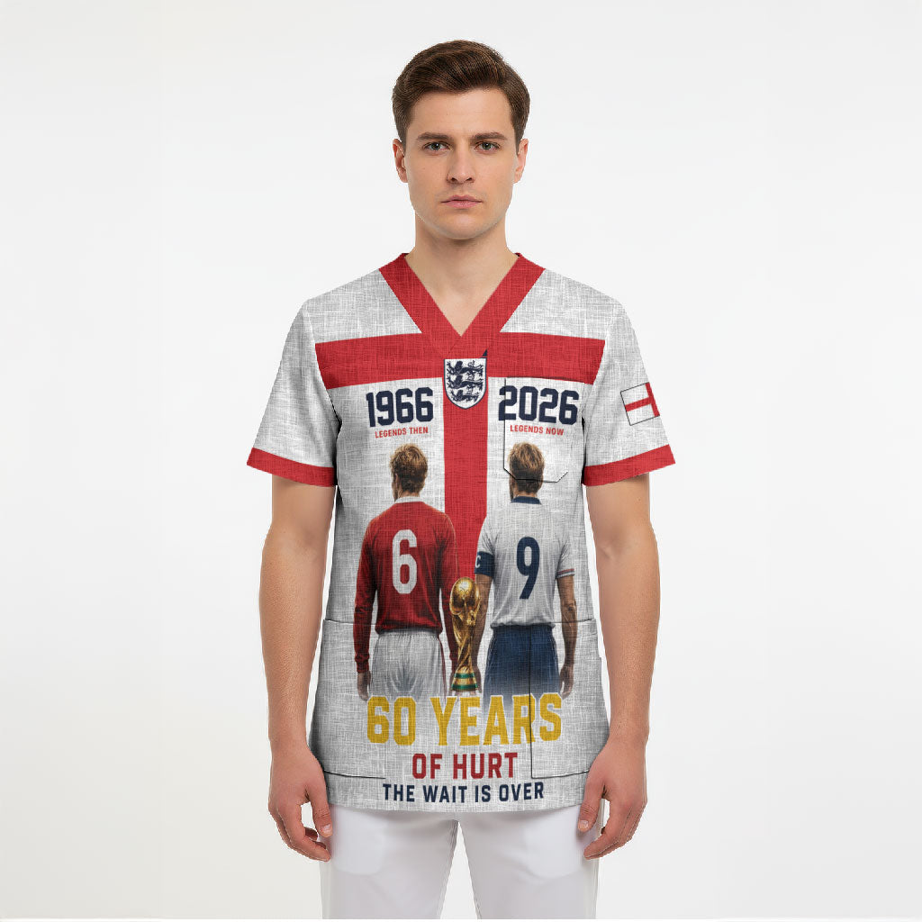 Custom England Football 60 Year Legacy Scrub Top 1966 Legends Then 2026 Legends Now