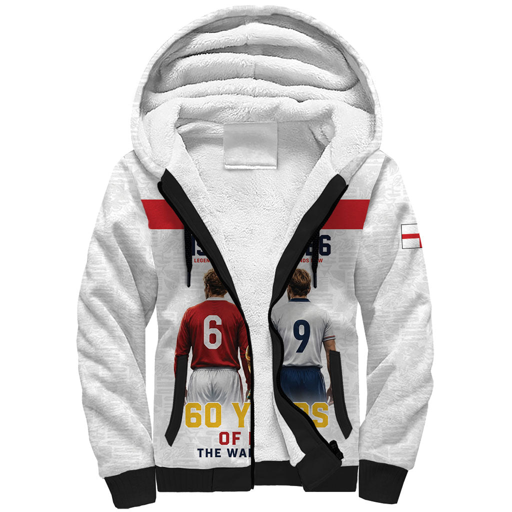Custom England Football 60 Year Legacy Sherpa Hoodie 1966 Legends Then 2026 Legends Now
