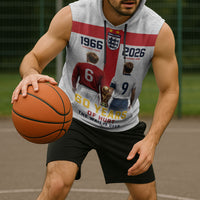 Custom England Football 60 Year Legacy Sleeveless Hoodie 1966 Legends Then 2026 Legends Now