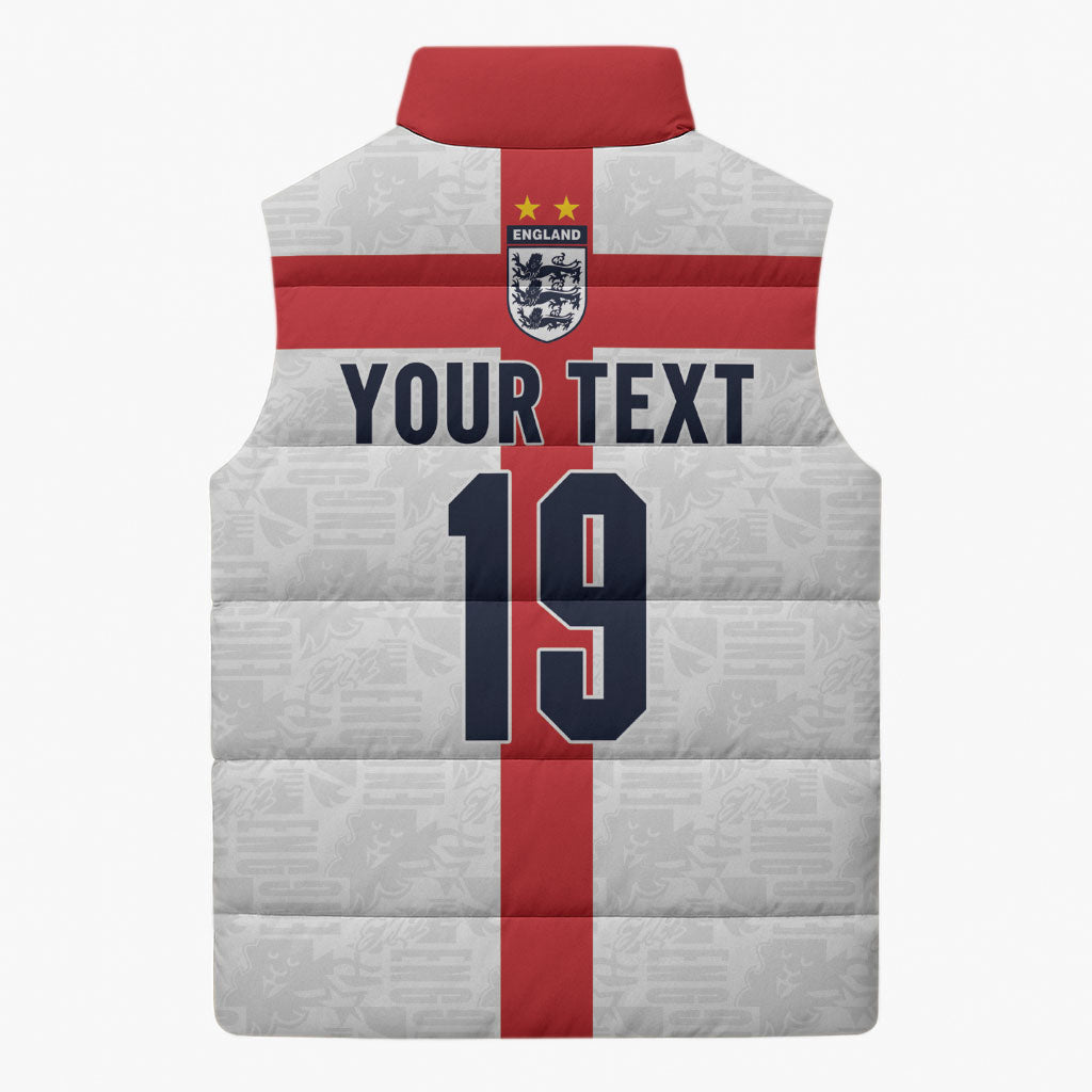 Custom England Football 60 Year Legacy Sleeveless Puffer Jacket 1966 Legends Then 2026 Legends Now