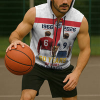 Custom England Football 60 Year Legacy Sleeveless Zip Hoodie 1966 Legends Then 2026 Legends Now