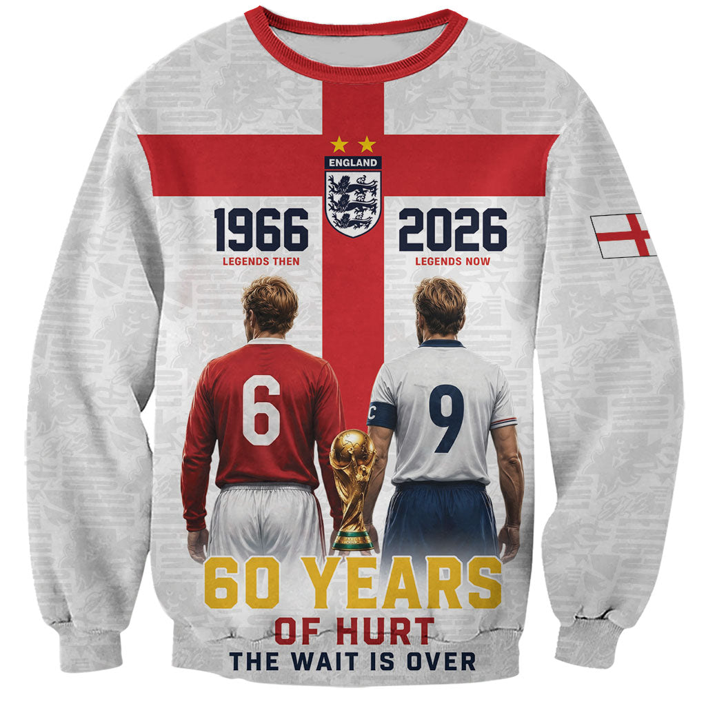 Custom England Football 60 Year Legacy Sweatshirt 1966 Legends Then 2026 Legends Now