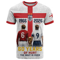 Custom England Football 60 Year Legacy T Shirt 1966 Legends Then 2026 Legends Now