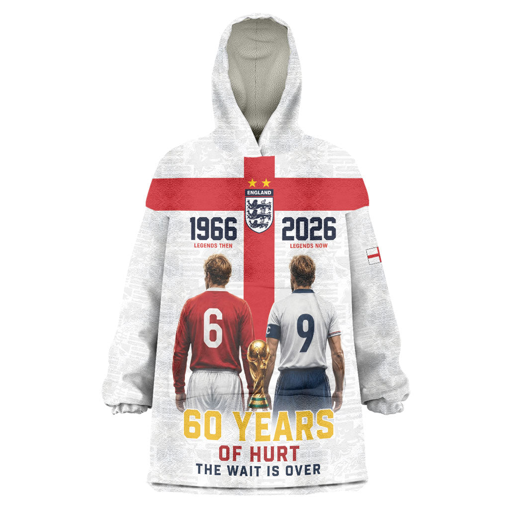 Custom England Football 60 Year Legacy Wearable Blanket Hoodie 1966 Legends Then 2026 Legends Now