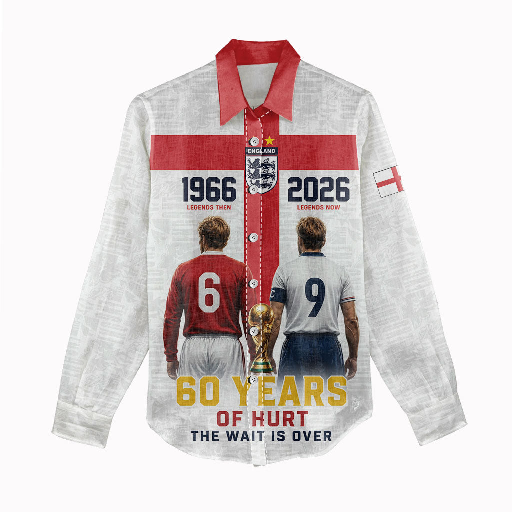 Custom England Football 60 Year Legacy Women Casual Shirt 1966 Legends Then 2026 Legends Now
