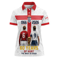 Custom England Football 60 Year Legacy Women Polo Shirt 1966 Legends Then 2026 Legends Now
