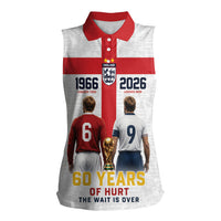 Custom England Football 60 Year Legacy Women Sleeveless Polo Shirt 1966 Legends Then 2026 Legends Now