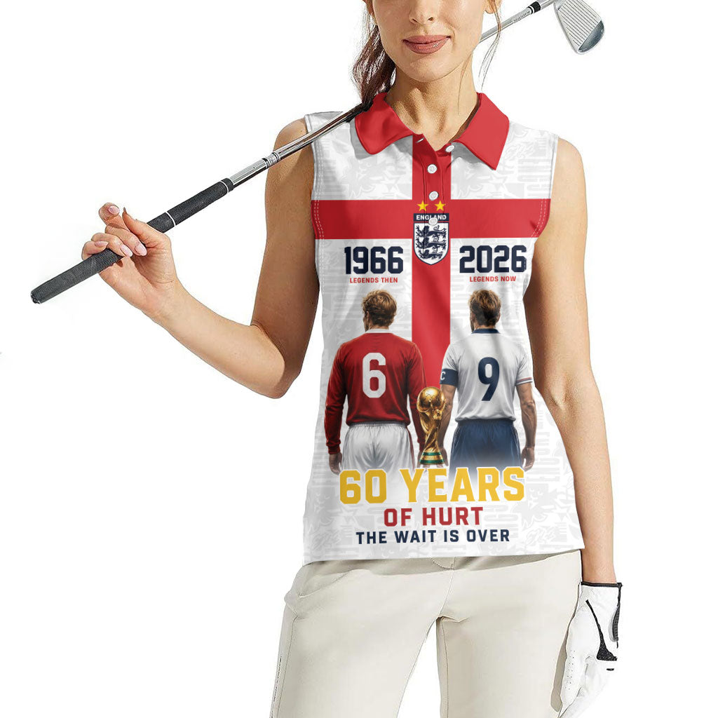 Custom England Football 60 Year Legacy Women Sleeveless Polo Shirt 1966 Legends Then 2026 Legends Now