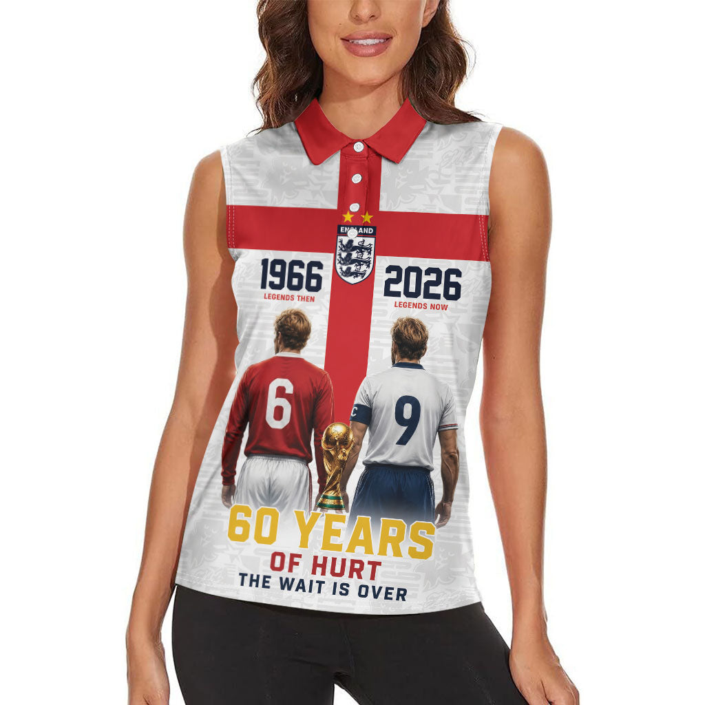 Custom England Football 60 Year Legacy Women Sleeveless Polo Shirt 1966 Legends Then 2026 Legends Now