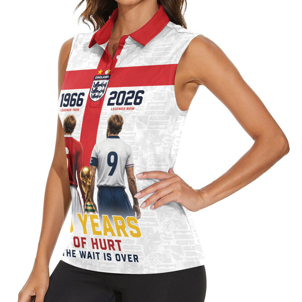 Custom England Football 60 Year Legacy Women Sleeveless Polo Shirt 1966 Legends Then 2026 Legends Now
