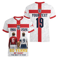 Custom England Football 60 Year Legacy Women V-Neck T-Shirt 1966 Legends Then 2026 Legends Now
