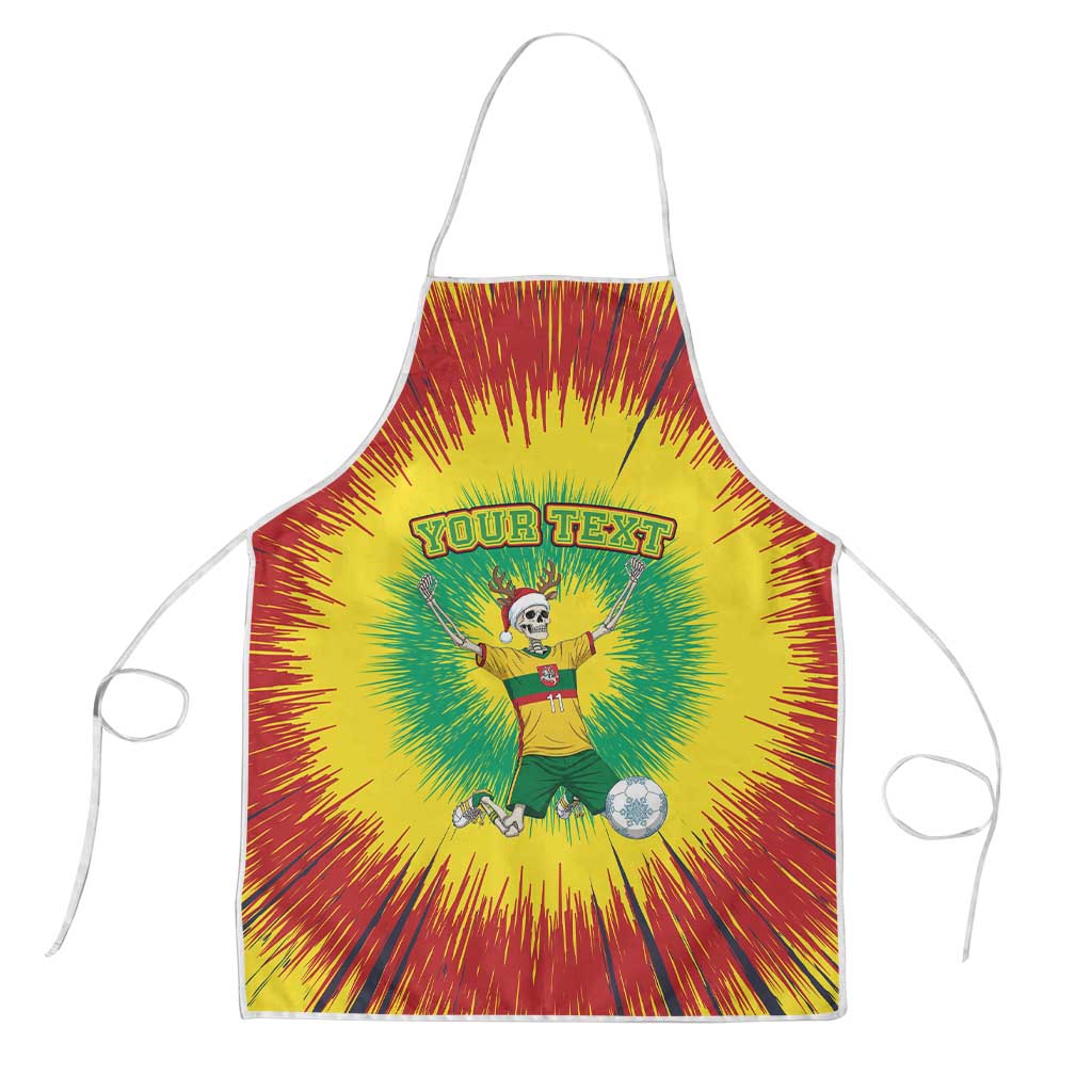 Personalized Lithuania Christmas Tie Dye Apron Skeleton Soccer Goal Celebration Santa Hat - Wonder Print Shop