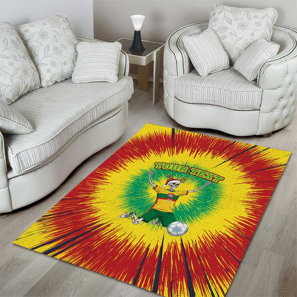 Personalized Lithuania Christmas Tie Dye Area Rug Skeleton Soccer Goal Celebration Santa Hat - Wonder Print Shop