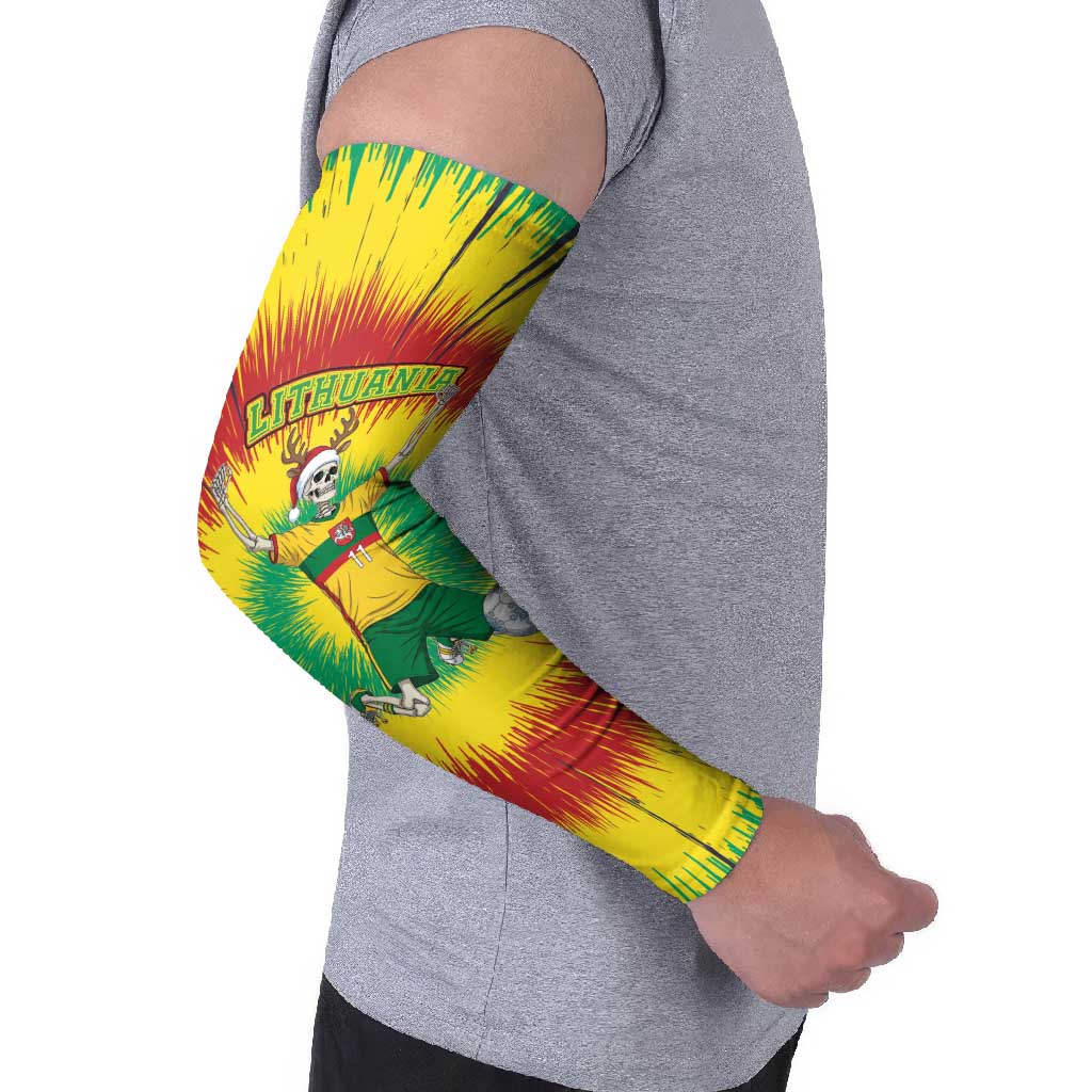 Personalized Lithuania Christmas Tie Dye Arm Sleeves Skeleton Soccer Goal Celebration Santa Hat - Wonder Print Shop