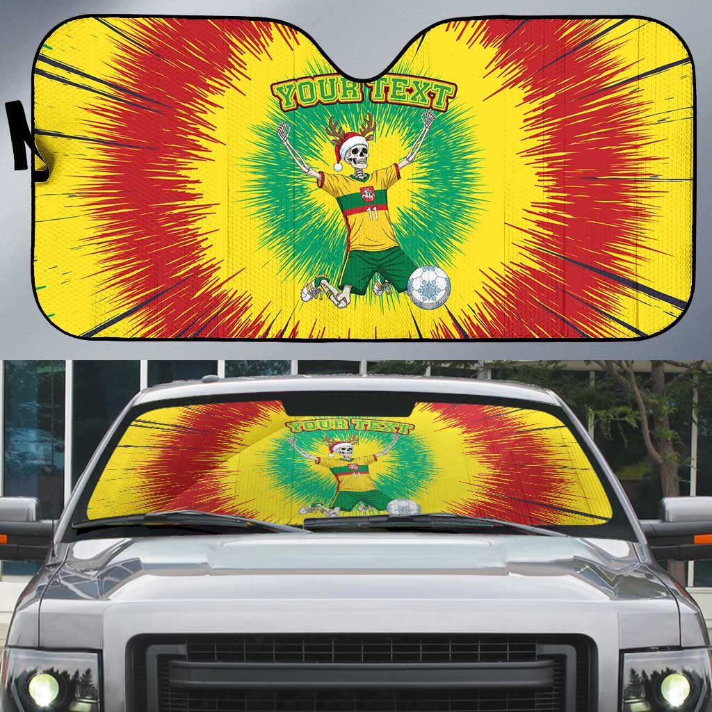 Personalized Lithuania Christmas Tie Dye Auto Sun Shade Skeleton Soccer Goal Celebration Santa Hat - Wonder Print Shop