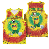 Personalized Lithuania Christmas Tie Dye Basketball Jersey Skeleton Soccer Goal Celebration Santa Hat - Wonder Print Shop