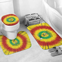 Personalized Lithuania Christmas Tie Dye Bathroom Set Skeleton Soccer Goal Celebration Santa Hat - Wonder Print Shop