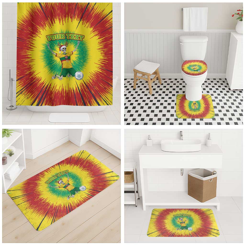Personalized Lithuania Christmas Tie Dye Bathroom Set Skeleton Soccer Goal Celebration Santa Hat - Wonder Print Shop