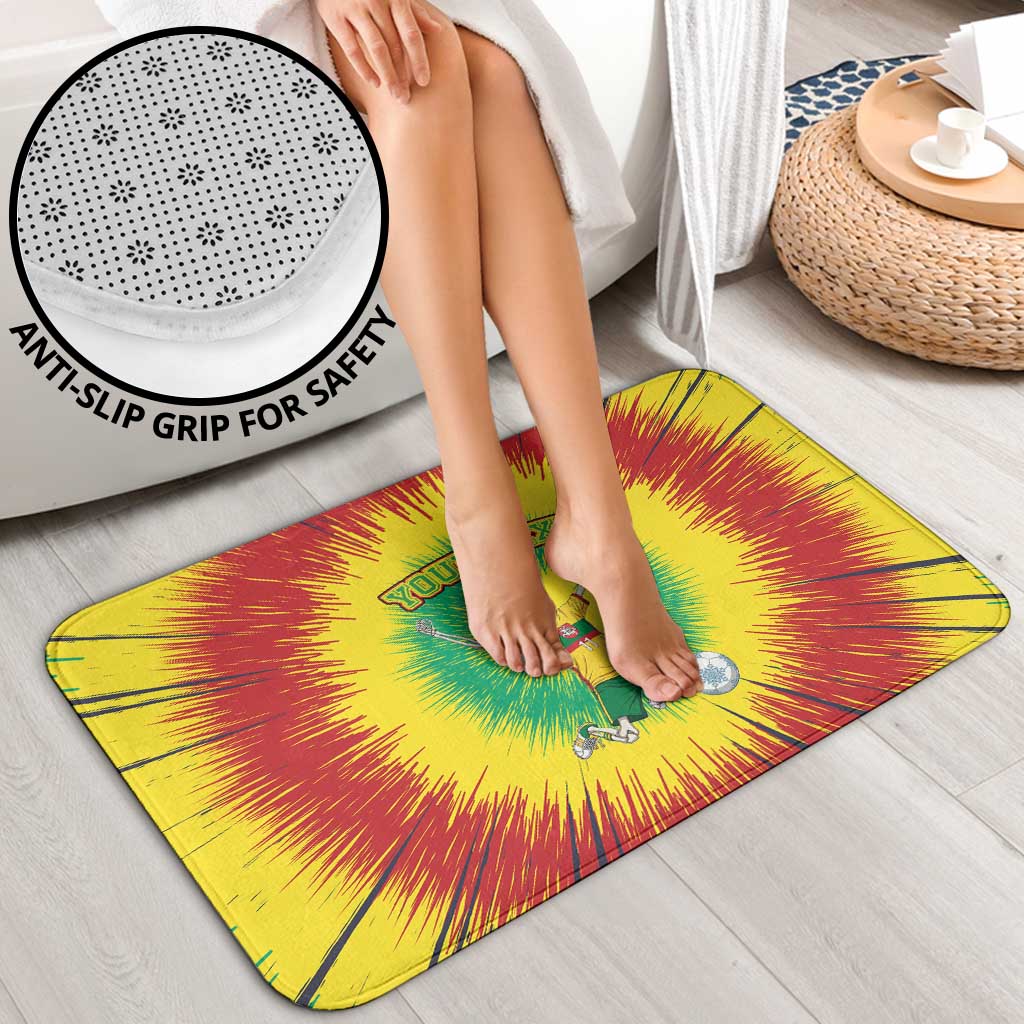 Personalized Lithuania Christmas Tie Dye Bathroom Set Skeleton Soccer Goal Celebration Santa Hat - Wonder Print Shop