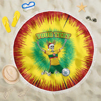 Personalized Lithuania Christmas Tie Dye Beach Blanket Skeleton Soccer Goal Celebration Santa Hat - Wonder Print Shop
