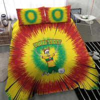 Personalized Lithuania Christmas Tie Dye Bedding Set Skeleton Soccer Goal Celebration Santa Hat - Wonder Print Shop