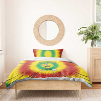 Personalized Lithuania Christmas Tie Dye Bedding Set Skeleton Soccer Goal Celebration Santa Hat - Wonder Print Shop