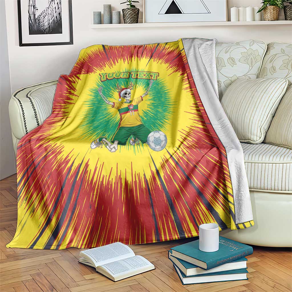Personalized Lithuania Christmas Tie Dye Blanket Skeleton Soccer Goal Celebration Santa Hat - Wonder Print Shop