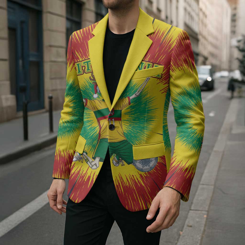 Personalized Lithuania Christmas Tie Dye Blazer Skeleton Soccer Goal Celebration Santa Hat - Wonder Print Shop