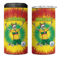 Personalized Lithuania Christmas Tie Dye 4 in 1 Can Cooler Tumbler Skeleton Soccer Goal Celebration Santa Hat - Wonder Print Shop