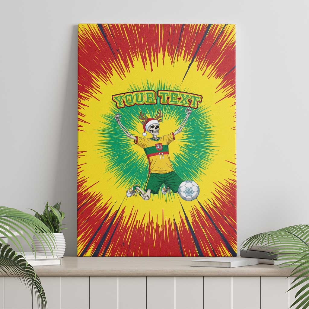 Personalized Lithuania Christmas Tie Dye Canvas Wall Art Skeleton Soccer Goal Celebration Santa Hat - Wonder Print Shop