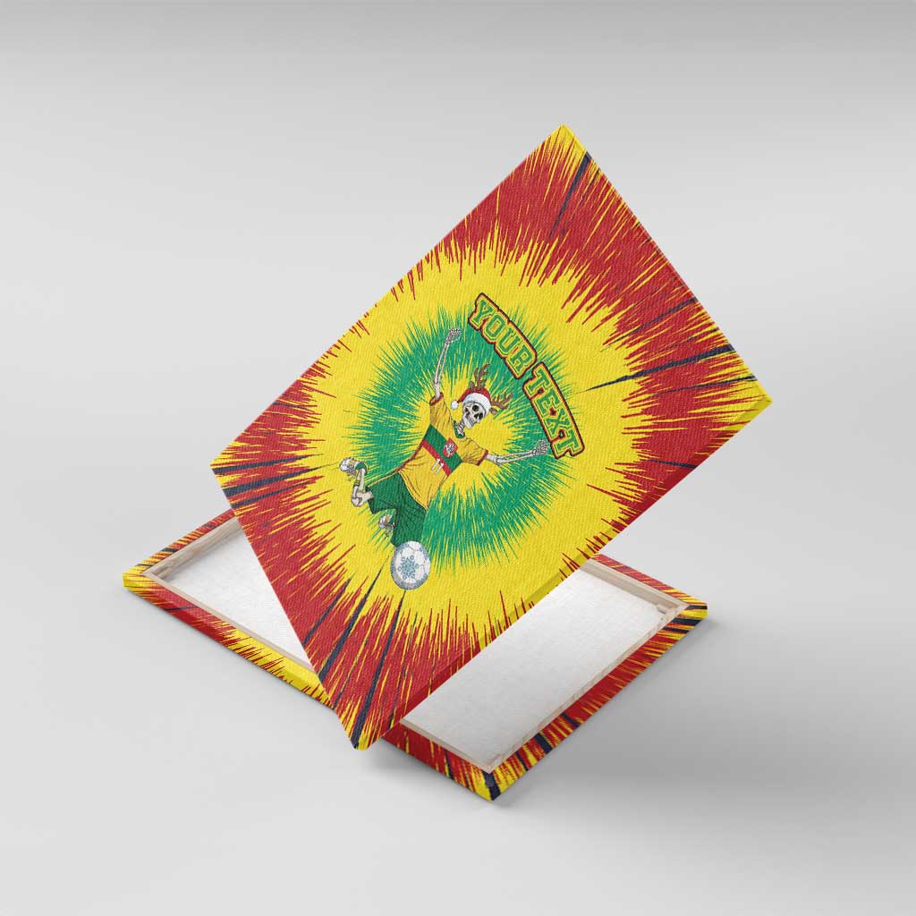 Personalized Lithuania Christmas Tie Dye Canvas Wall Art Skeleton Soccer Goal Celebration Santa Hat - Wonder Print Shop