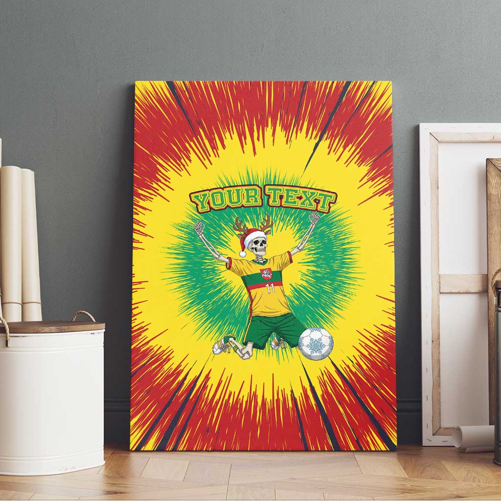 Personalized Lithuania Christmas Tie Dye Canvas Wall Art Skeleton Soccer Goal Celebration Santa Hat - Wonder Print Shop