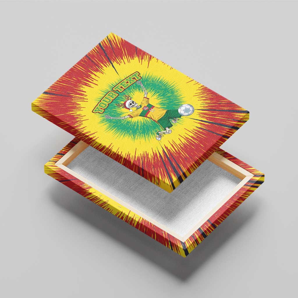 Personalized Lithuania Christmas Tie Dye Canvas Wall Art Skeleton Soccer Goal Celebration Santa Hat - Wonder Print Shop