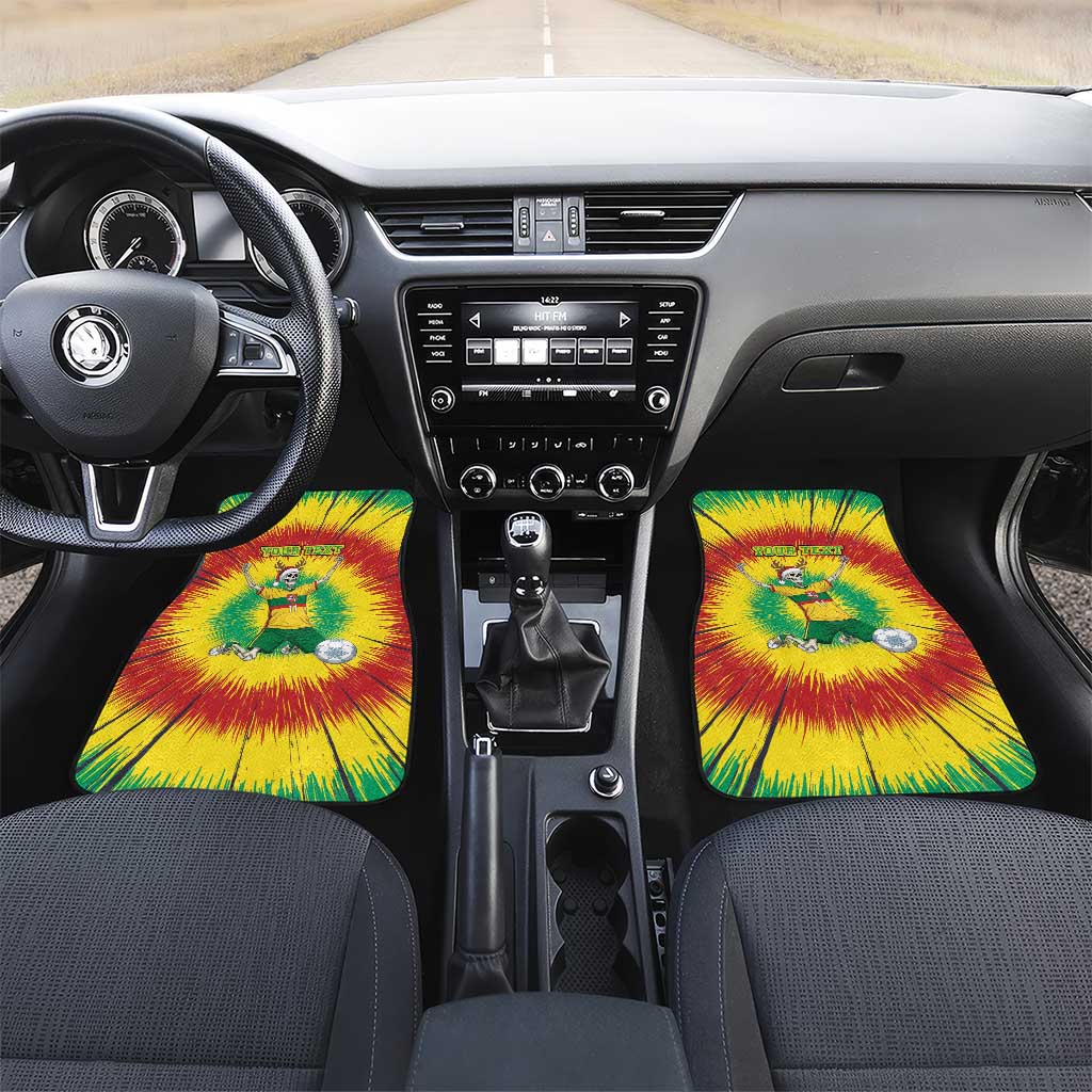 Personalized Lithuania Christmas Tie Dye Car Mats Skeleton Soccer Goal Celebration Santa Hat - Wonder Print Shop