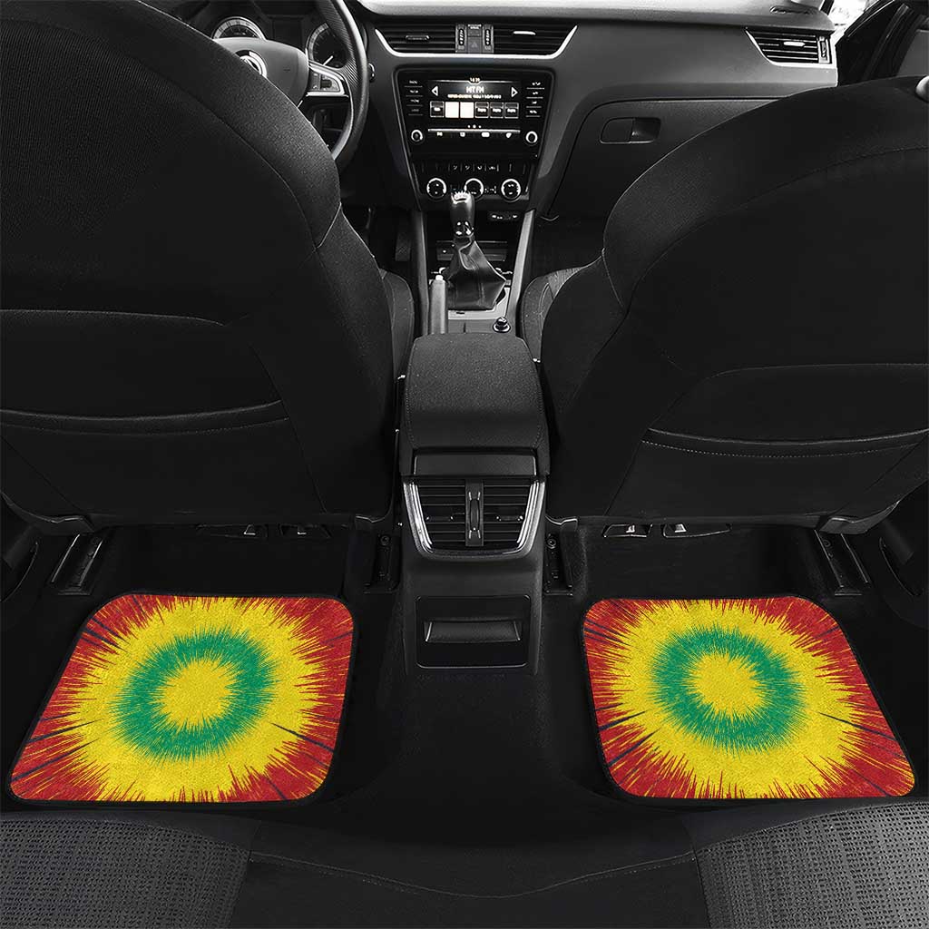 Personalized Lithuania Christmas Tie Dye Car Mats Skeleton Soccer Goal Celebration Santa Hat - Wonder Print Shop