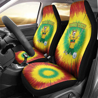 Personalized Lithuania Christmas Tie Dye Car Seat Cover Skeleton Soccer Goal Celebration Santa Hat - Wonder Print Shop
