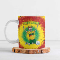 Personalized Lithuania Christmas Tie Dye Ceramic Mug Skeleton Soccer Goal Celebration Santa Hat - Wonder Print Shop