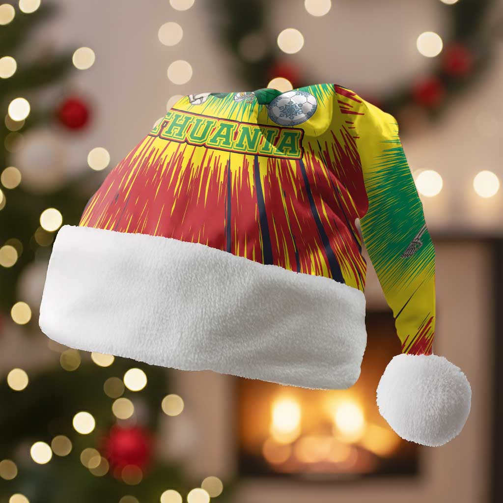 Personalized Lithuania Christmas Tie Dye Christmas Santa Hat Skeleton Soccer Goal Celebration Santa Hat - Wonder Print Shop