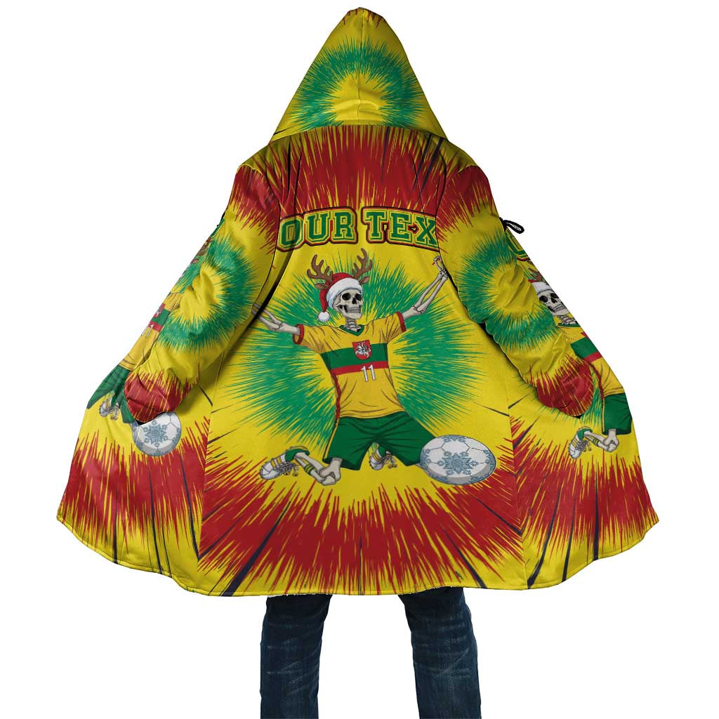 Personalized Lithuania Christmas Tie Dye Cloak Skeleton Soccer Goal Celebration Santa Hat - Wonder Print Shop