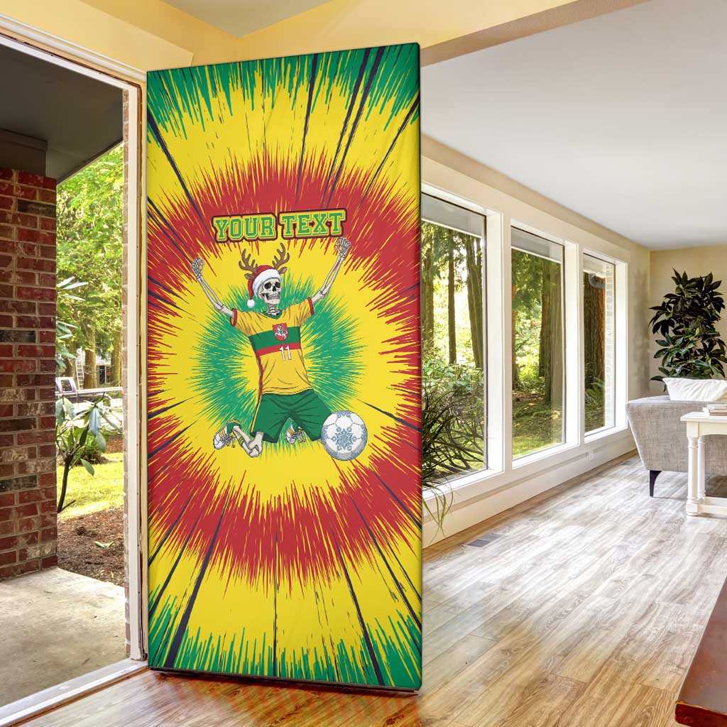 Personalized Lithuania Christmas Tie Dye Door Cover Skeleton Soccer Goal Celebration Santa Hat - Wonder Print Shop