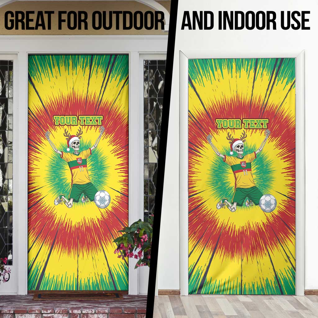 Personalized Lithuania Christmas Tie Dye Door Cover Skeleton Soccer Goal Celebration Santa Hat - Wonder Print Shop