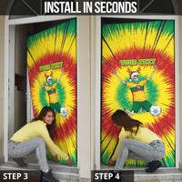 Personalized Lithuania Christmas Tie Dye Door Cover Skeleton Soccer Goal Celebration Santa Hat - Wonder Print Shop