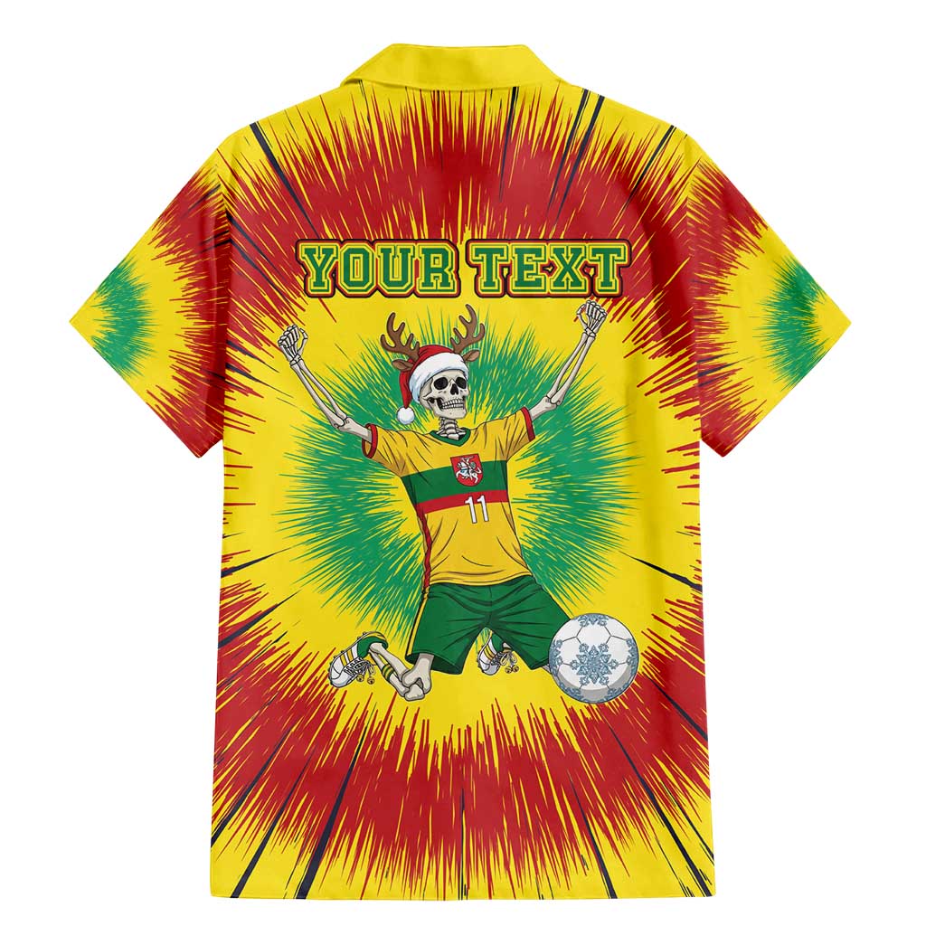 Personalized Lithuania Christmas Tie Dye Family Matching Mermaid Dress and Hawaiian Shirt Skeleton Soccer Goal Celebration Santa Hat - Wonder Print Shop